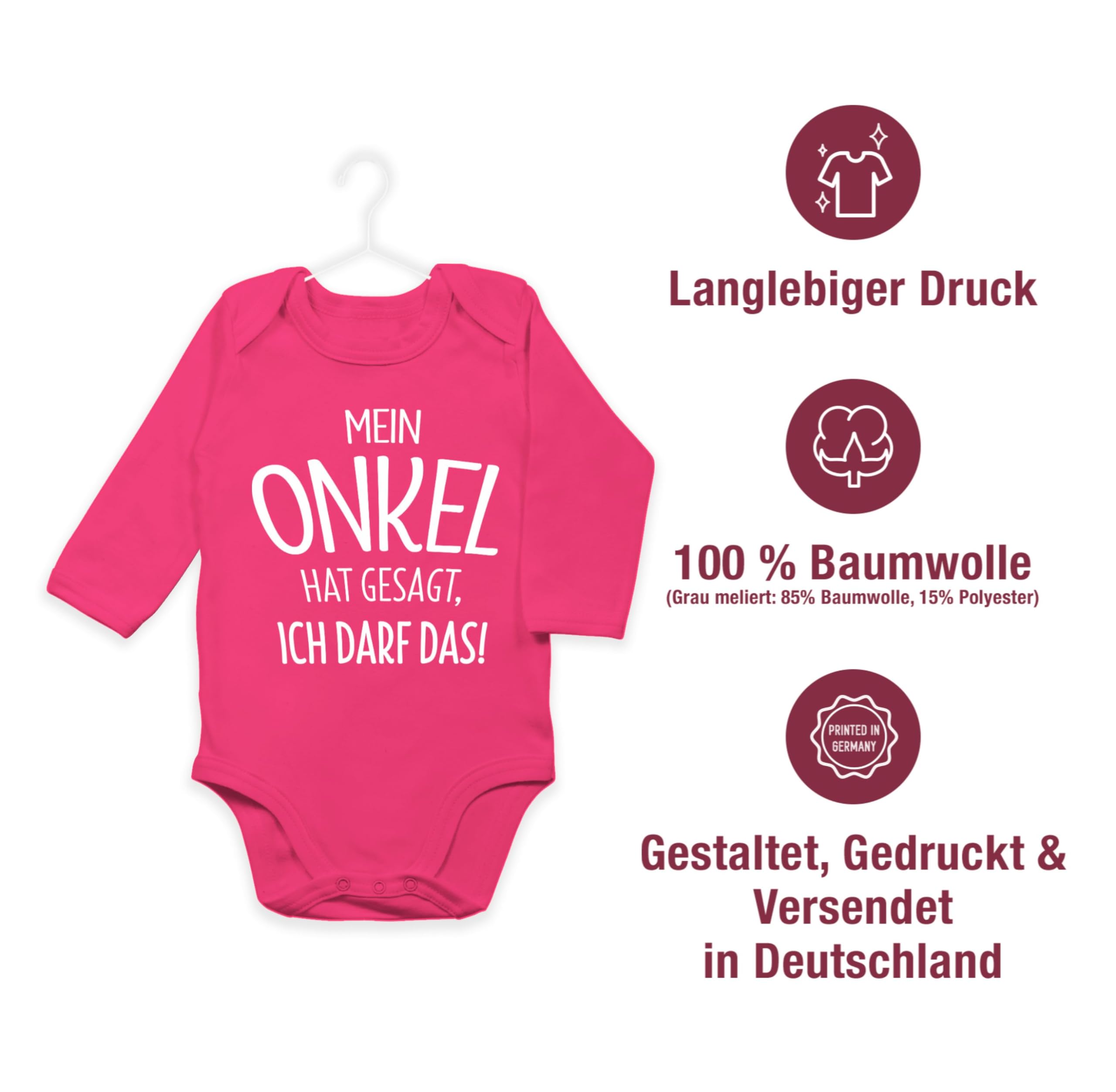 Shirtracer - Baby Body langarm Mädchen Junge - Sprüche - Mein Onkel hat gesagt ich darf das