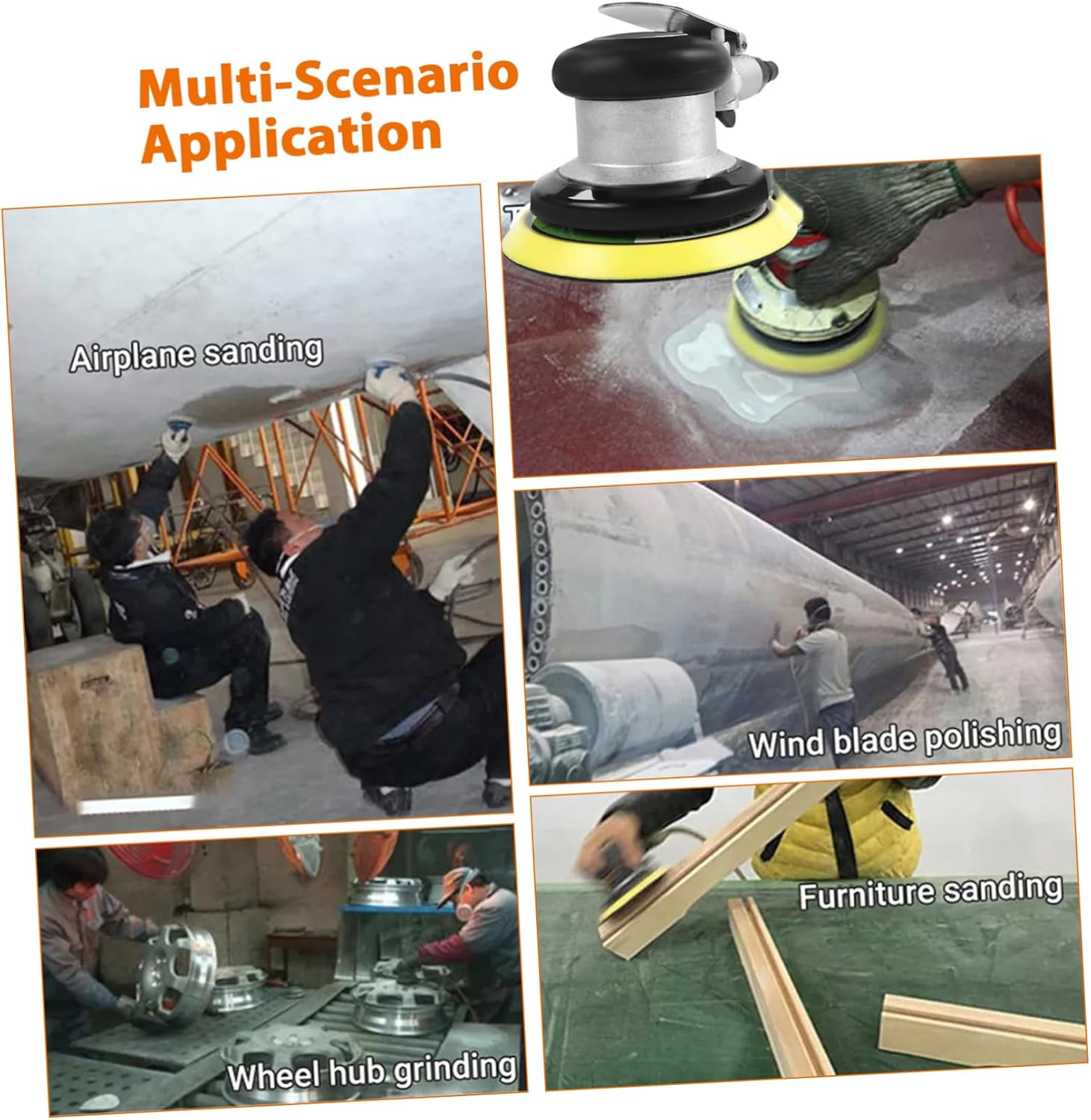 Lurrose Woodworking Sanding Disc Pneumatic Orbital Sander Air Tools for Mechanics Automotive Sanding Machine