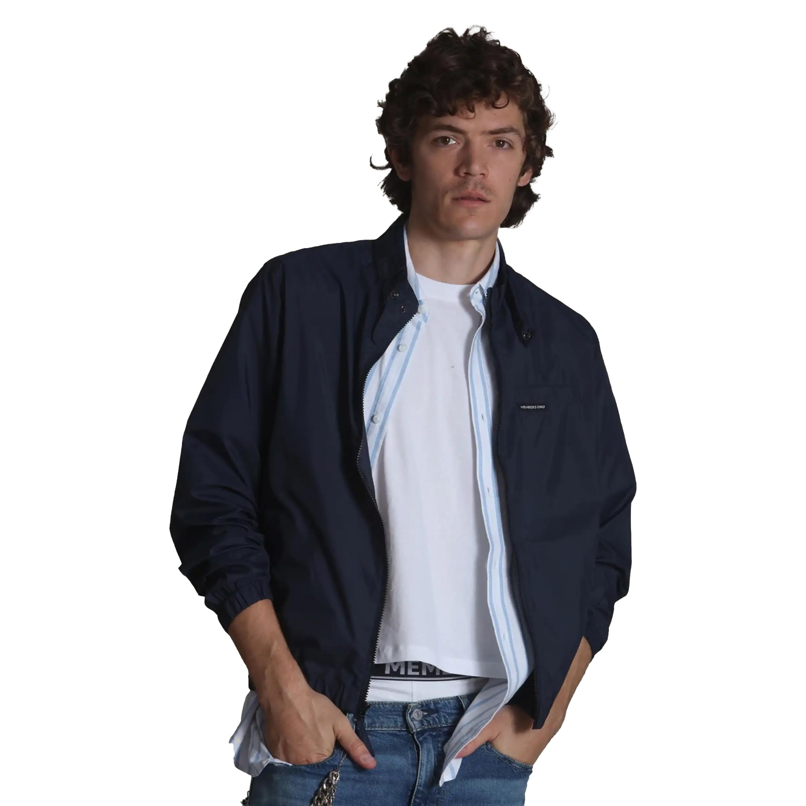 Members Only Men’s Windbreaker Packable Jacket, Waterproof Rain Jacket Men Lightweight for Golf Cycling Fishing Hiking Gear, Navy, M