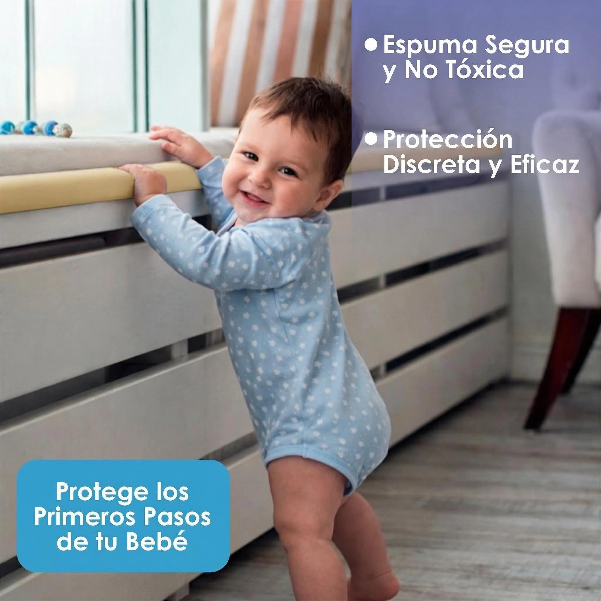 Protector de Bordes Bebé 2 Metros – Protector Bordes Mesa y Muebles con Espuma Antigolpes – Protector Esquinas Bebé con Adhesivo Fuerte – Seguridad Infantil para Mesas, Estanterías y Camas (Beige) — view 7
