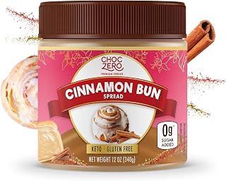 ChocZero Cinnamon Bun Spread: Sugar-Free Keto Low Carb High Fiber, Monk Fruit Sweetened 12oz Jar
