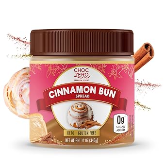 ChocZero Cinnamon Bun Spread, Sugar Free, No Sugar Alcohols, Keto, Low Carb, Gluten Free, High Fiber, 12 oz Jar