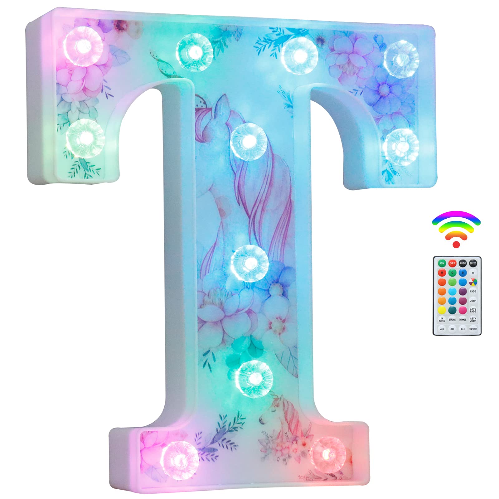 Unicorn LED Light Up Letters, 18 Color Changing Diamond Alphabet Sign Unicorn Gifts for Girls Women Party Birthday Decorations Remote Night Light Christmas Valentine Wall Table Decor - A — view 15