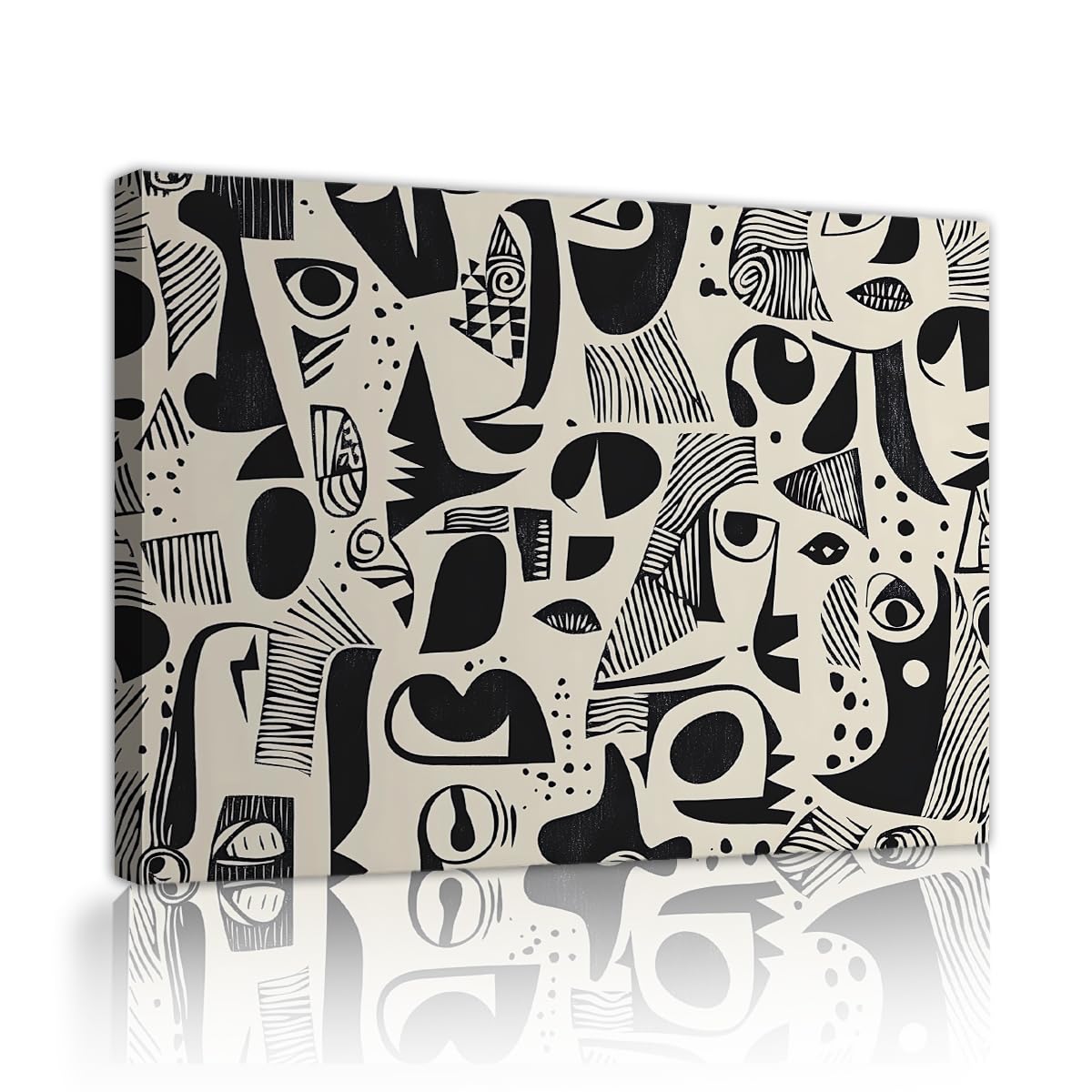 TOANGWALL Cubism Faces Canvas Wall Art Corridor Sketch Shapes Framed Poster Prints Modern Boho Graffiti Abstract Painting Artwork for Gym Decor 65x80cm