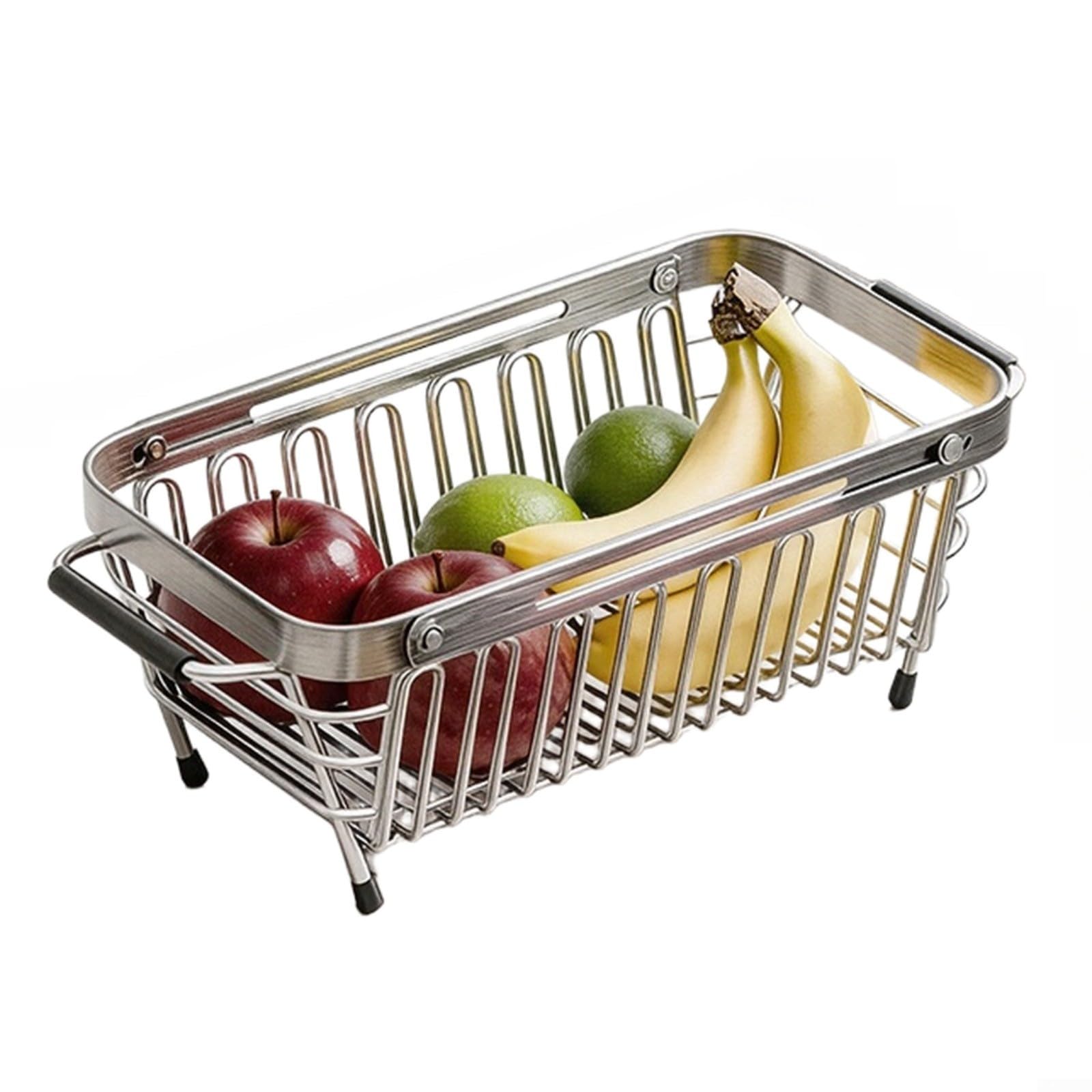 Égouttoir réglable en acier inoxydable 304 pour évier de cuisine – Égouttoir à vaisselle pliable avec poignées antidérapantes, extensible de 25 à 41 cm, argenté (grand)