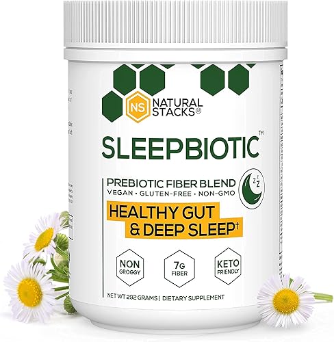 Miniatura 2 de NATURAL STACKS SleepBiotic Fibra prebiótica (10.30 oz) + suplemento cerebral NeuroFuel (45 cápsulas)  Enfoque diario, impulso de memoria y