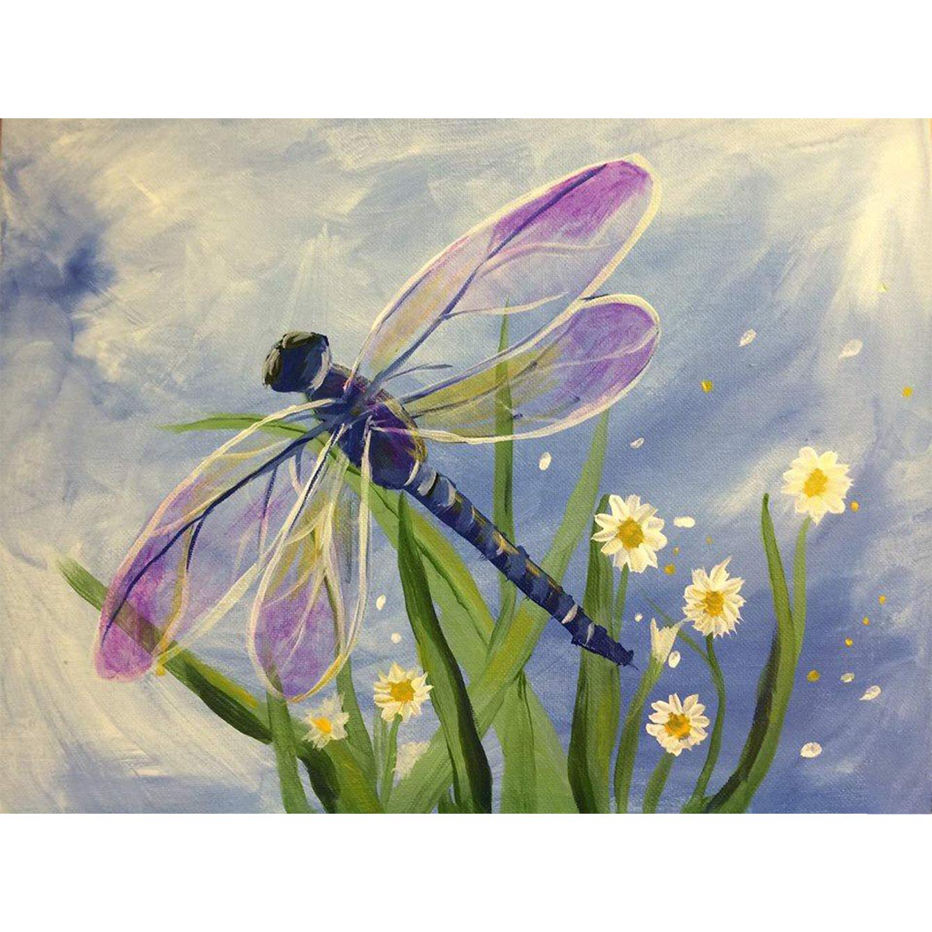 Diymood DIY 5D Diamond Painting Kits for Kids & Adults Dragonfly Wildflowers - Diamond Painting Crystal Cross Stitch Paint with Diamonds Arts Craft Supply Canvas Wall Decor 30x40 cm