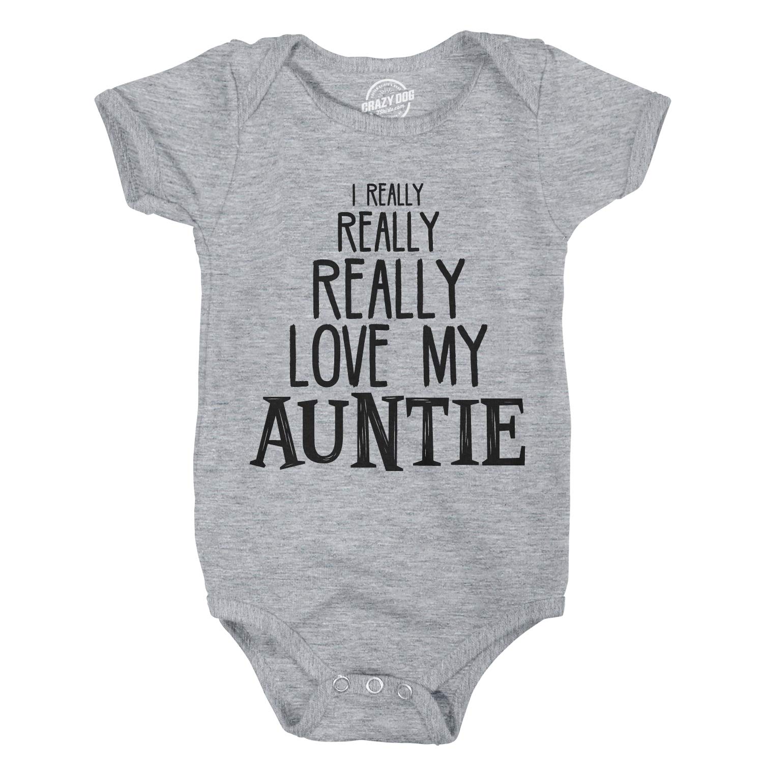 Baby Really Really Love My Auntie Cute Funny Shirt Infant Creeper Gift Aunt Funny Baby Onesies Cool Aunt Onesie Novelty Onesie Light Grey 24 Months