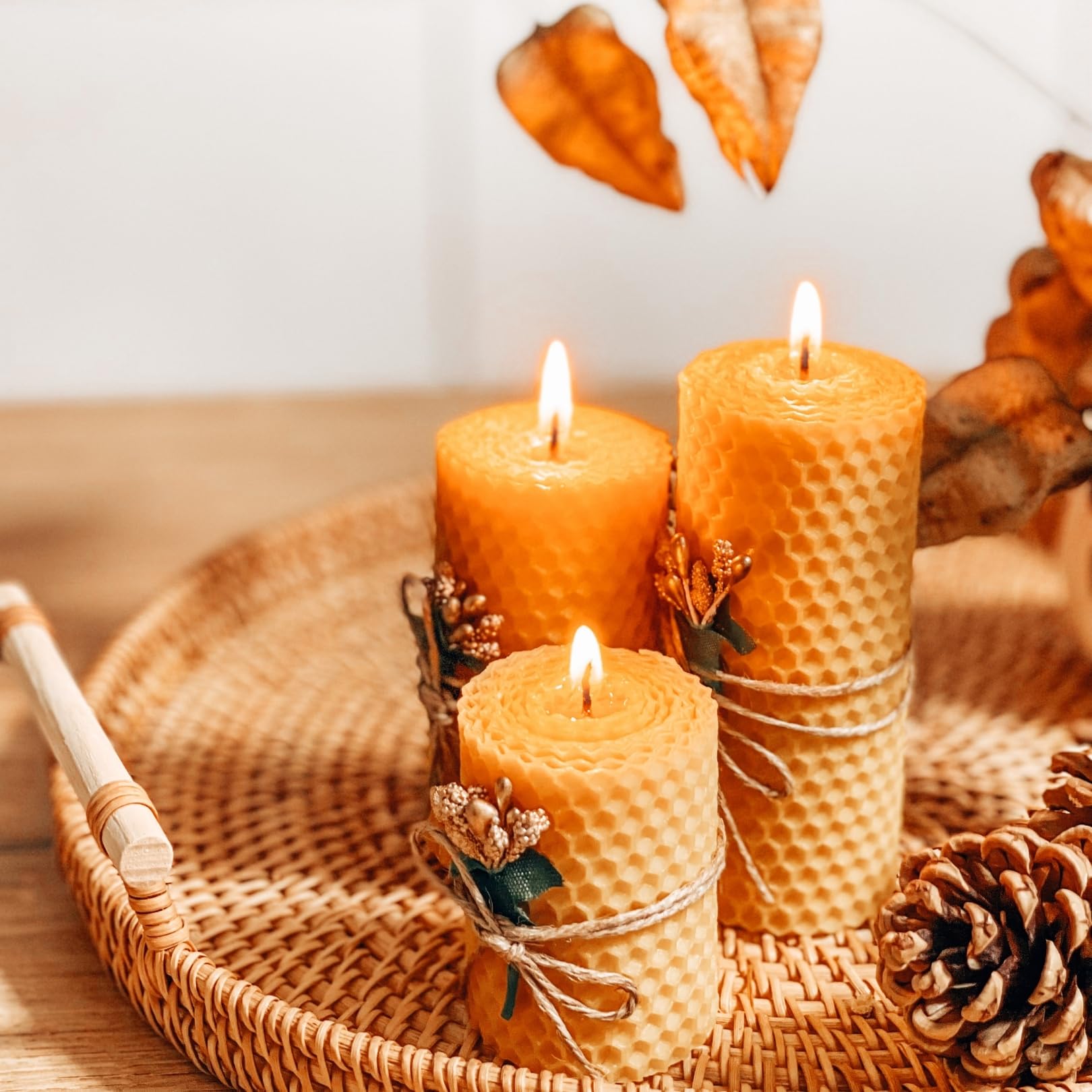 Figura Santa® Bienenwachskerzen Adventskerzen 4er Set Kerzen Adventskranz Stumpenkerzen aus 100% Bienenwachs-Platten Weihnachtskerzen