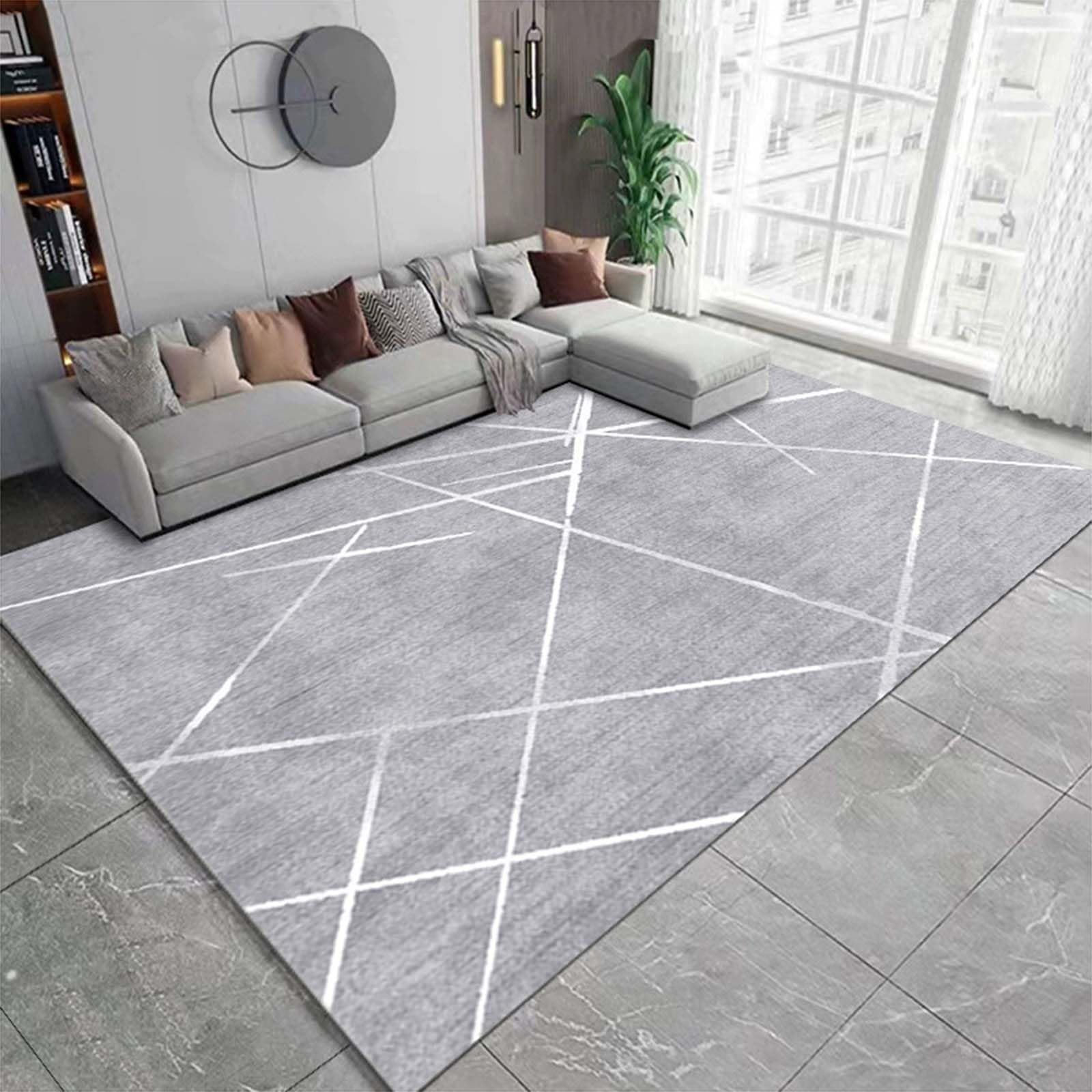 Living Room Rug Living Room Square Modern Cubic Washable Area Rug Abstract Soft Faux Short Pile Extra Large Area Rugs for Bedroom Dining Room Non Slip Non Shedding Rug,C,80CM*120CM