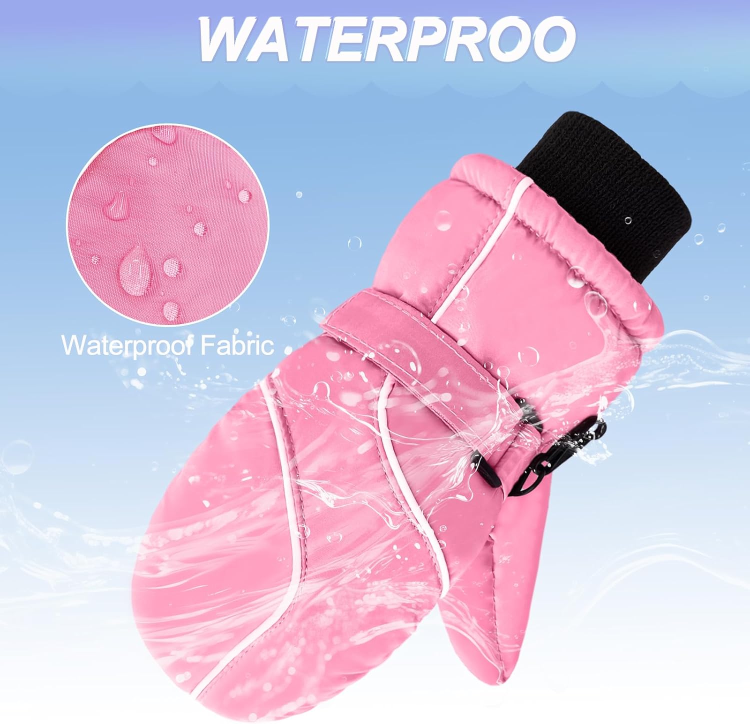 Kids Mittens Girls Boys Winter Waterproof Windproof Warm Fleece Thermal Snow Gloves for Cold Weather 3-6 Years