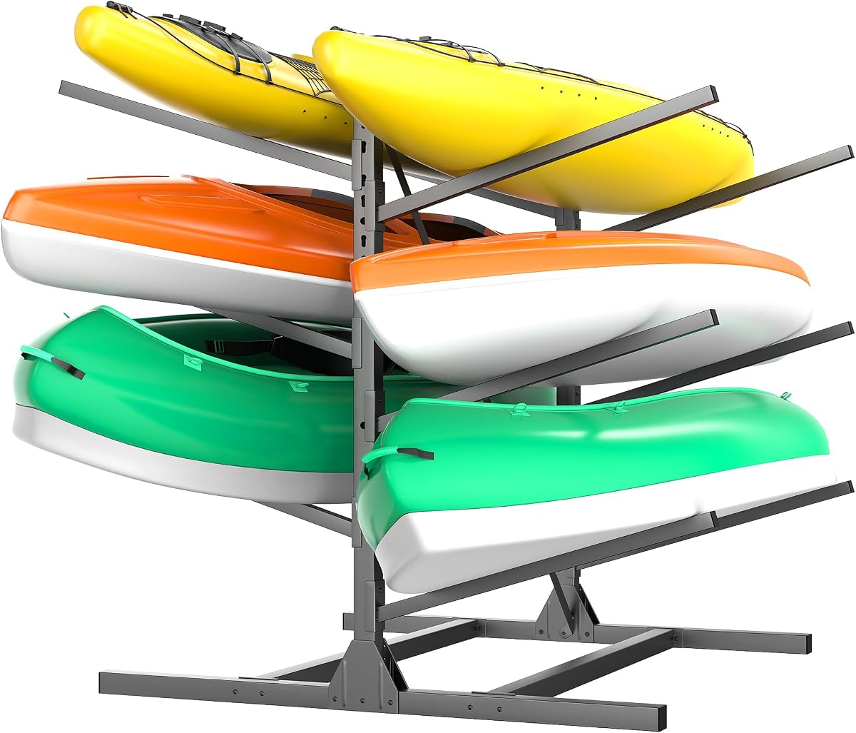 Estante de almacenamiento para kayak, estantes independientes para kayak para garaje | Soporte ajustable para kayak, estante resistente para tabla de remo para kayak, canoa, tabla de surf