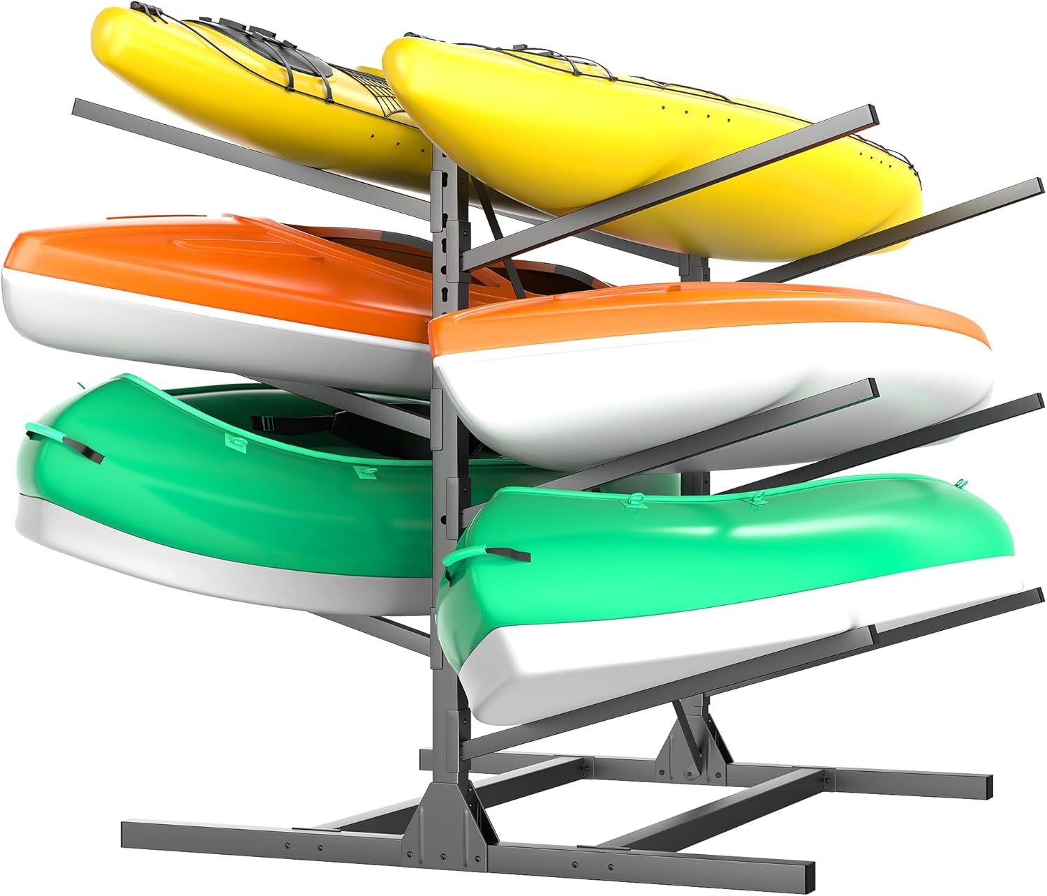 Ultrawall Freestanding Kayak Storage Rack for Garage, Heavy-Duty Adjustable 3-Tier Kayak Stand Holds 6 Kayaks, Canoes & Paddle Boards, 660 lbs Capacity