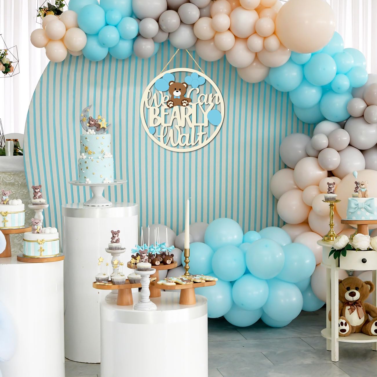 We Can Bearly Wait Wood Sign, Banner,Baby Shower Party Decorations For Gift Perfect, Table Sign For Gender Reveal Backdrop Wall Decor Photo Props Bearly Art