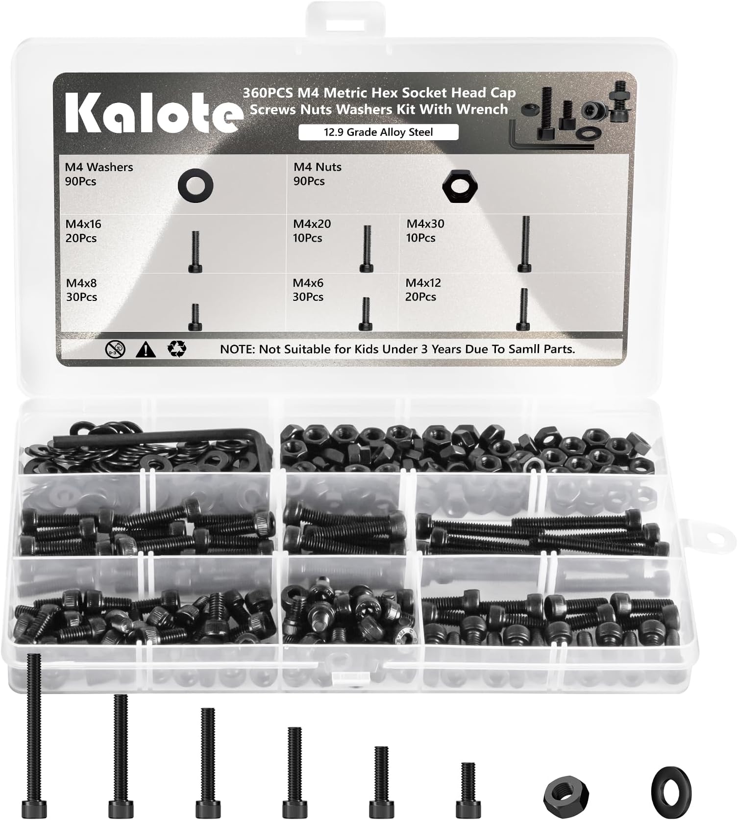 M2 Nuts and Bolts Set, 780 Pcs Hexagon Socket Head Cap, Hex Socket Cap Head Screws, Black Machine Screw Bolts and Nuts and Flat Washers Assortment Kit, for DIY Bicycle Motorcycle Repair