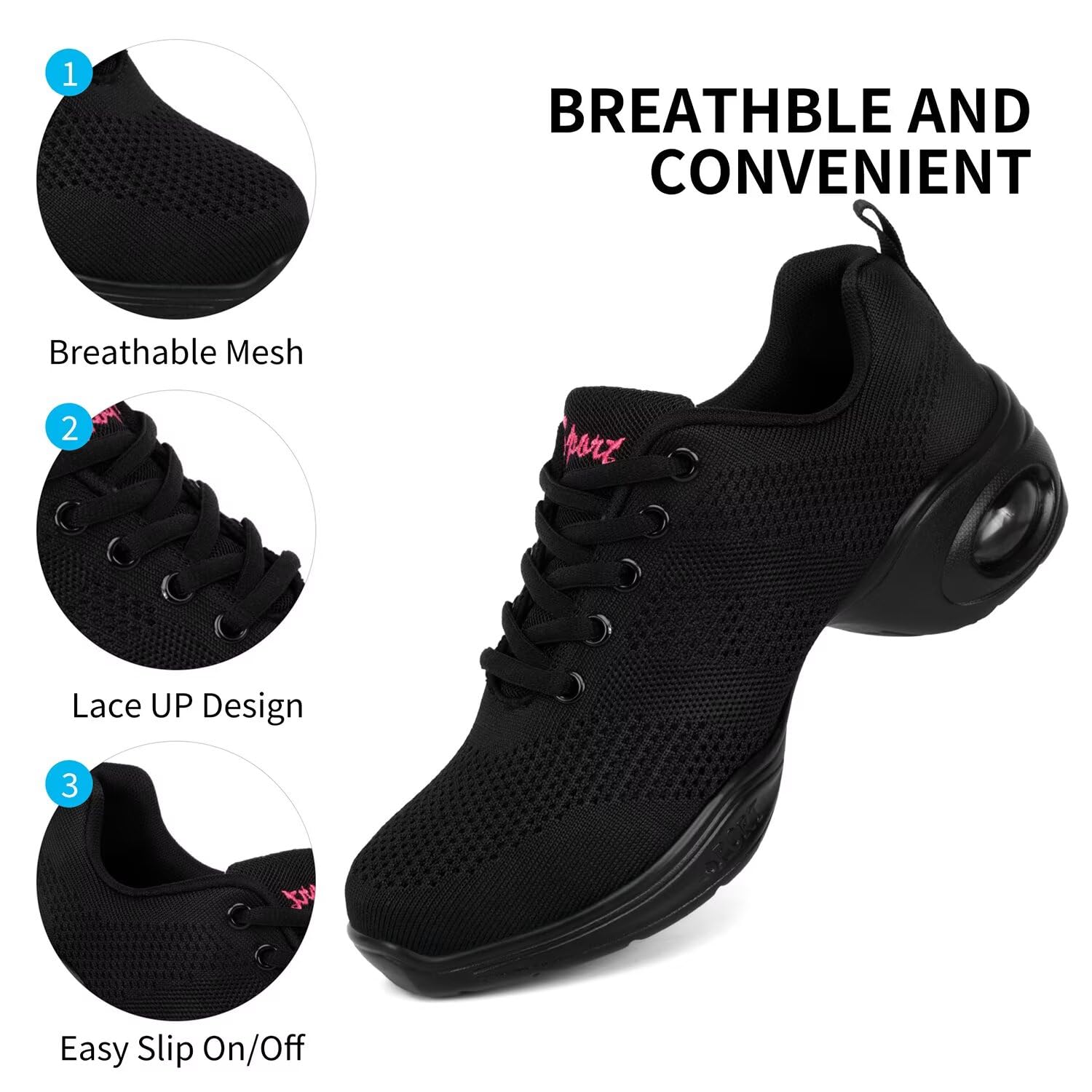 Breathable Dance Trainers Women Lace-Up Jazz Shoes Training Sneakers for Dance