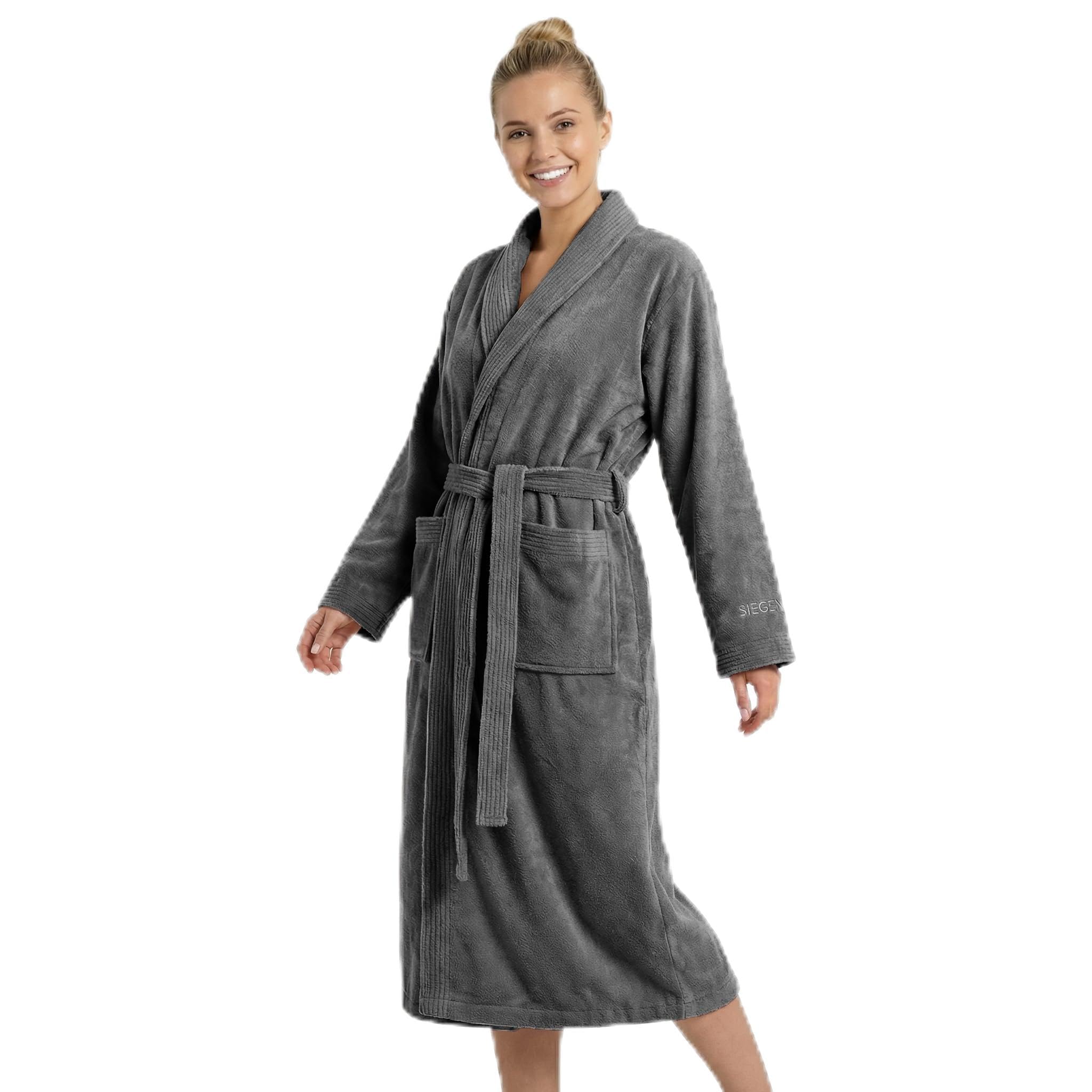 SIEGENTHAL® Damen Bademantel Frottee Velour 100% Baumwolle mit Schalkragen Weich S bis XL – Sanfter Damen Bademantel, Kuschelig, Waschbar, Komfortabel, Hohe Qualität