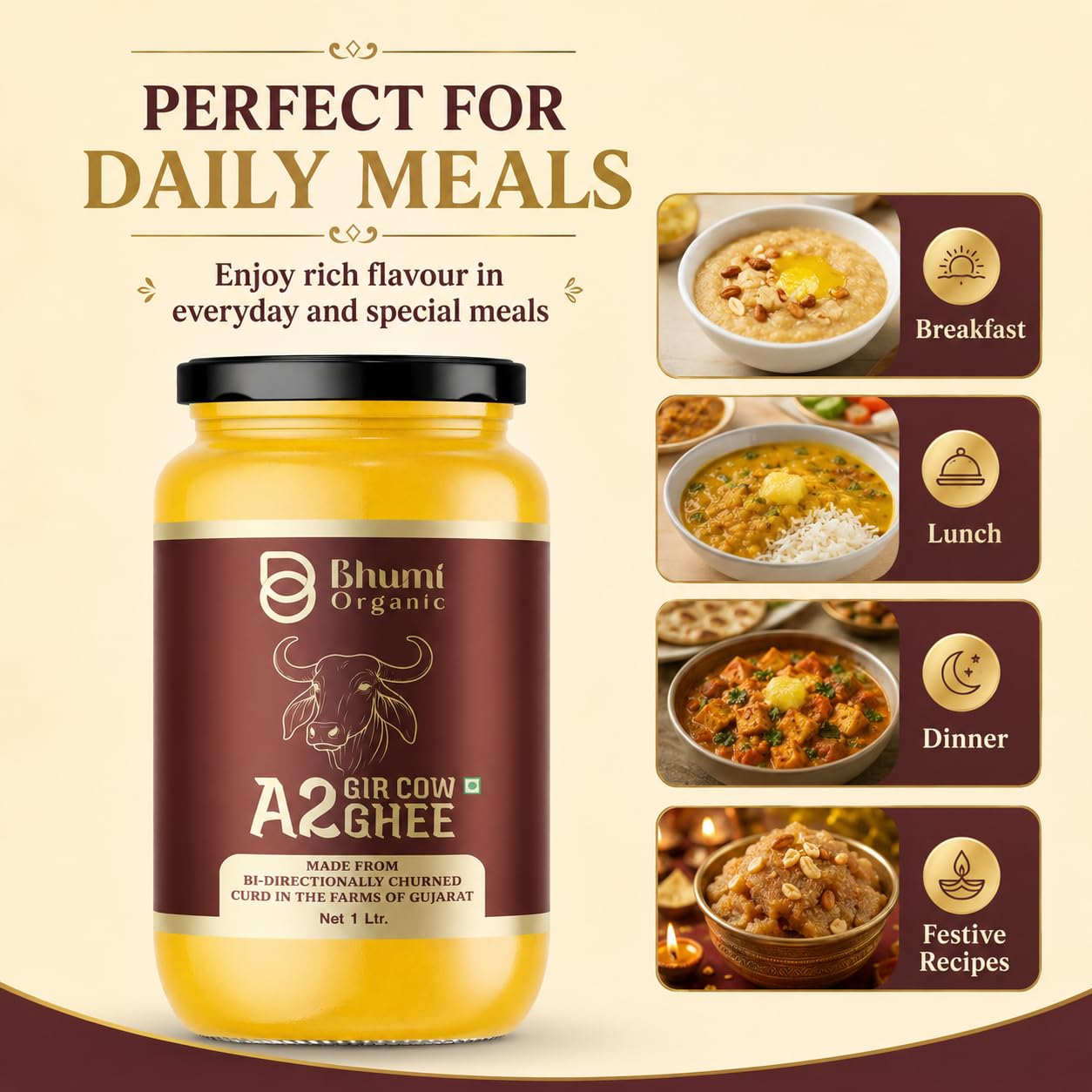 Bhumi Organic Gir Cow Bilona Ghee, 100 ml 4