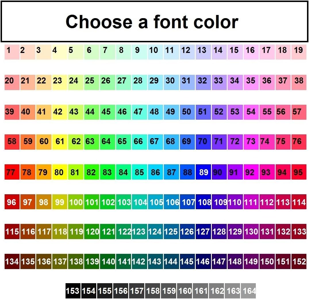 Color palette showing various font color options.