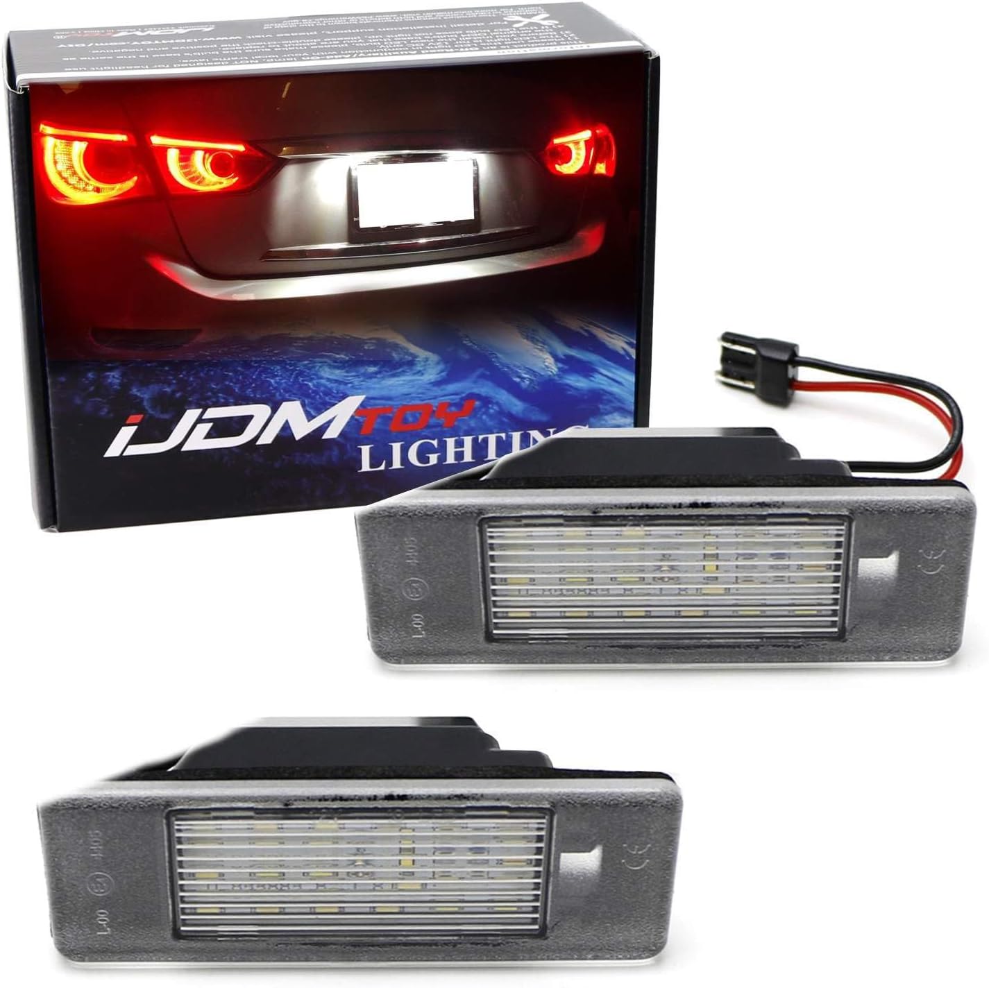 iJDMTOY Xenon White 18-SMD 3W Full LED License Plate Light Kit Compatible With Infiniti Q50, Nissan Juke Versa X-Trail Rogue Sport