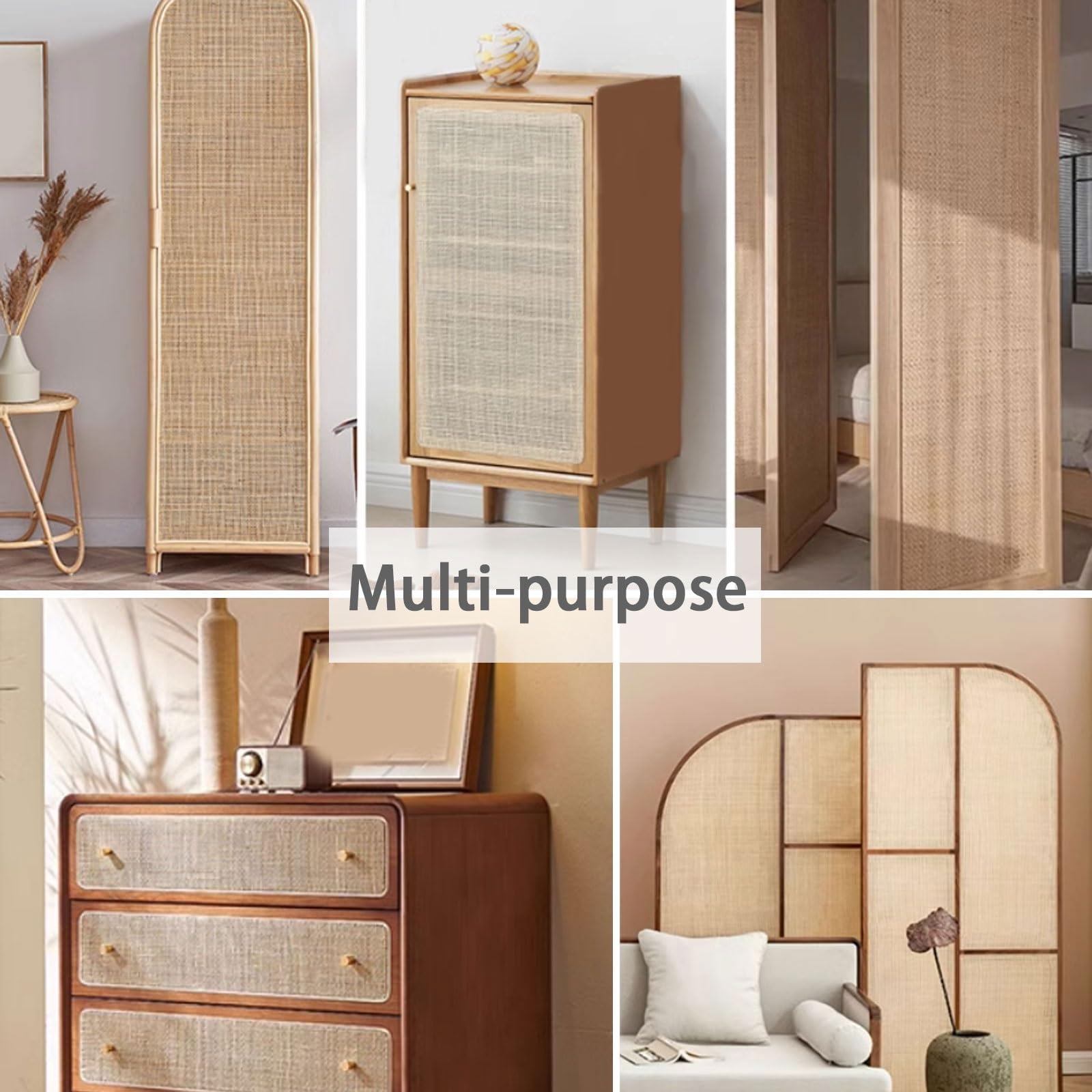 Rotolo di tessuto in rattan naturale da 50,8 cm, 20 x 394 cm, per mobili e sedie, materiale a rete intrecciata, decorazione per la casa fai da te, ecologica e durevole