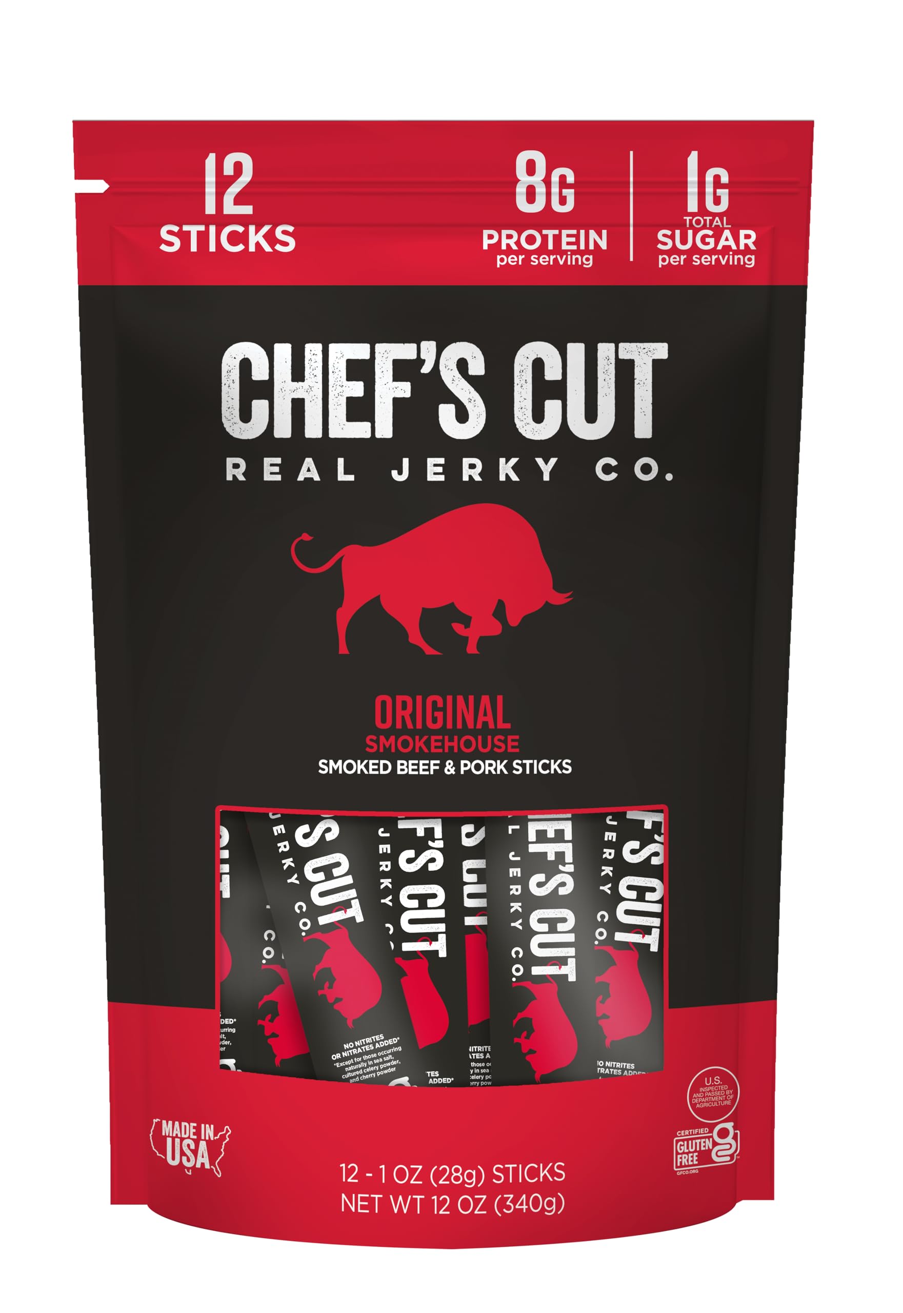Sponsored Ad - Chef’s Cut Real Snack Sticks | High Protein Meat Snack, 8g Protein & 90 Calories, Gluten Free, Keto-Friendly, Premium Smoked Beef & Pork Blend | Original Smokehouse | 1 oz Stick (12-Count Bag)