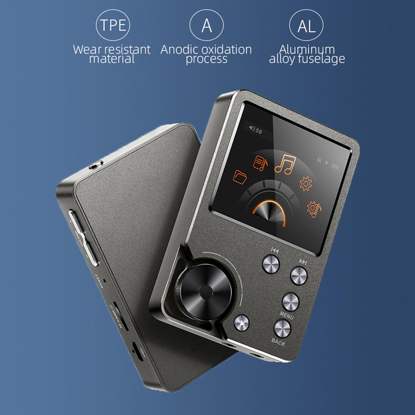 Hi Res MP3 Player, DSD 128 FLAC DAC Hochauflösender Verlustfreier Audio Player mit 64GB Speiche 2.0-Zoll-LCD-Display, Tragbarer MP3 Musik Player Unterstützt bis zu 256 GB