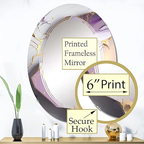 Miniatura 3 de DesignQ Abstract Geode Pink I- Vanity Mirror, Bathroom Mirrors, Wall Mirrors for Living Room, Bedroom - Oval Mirror - Large 20'x30', 24'x36'