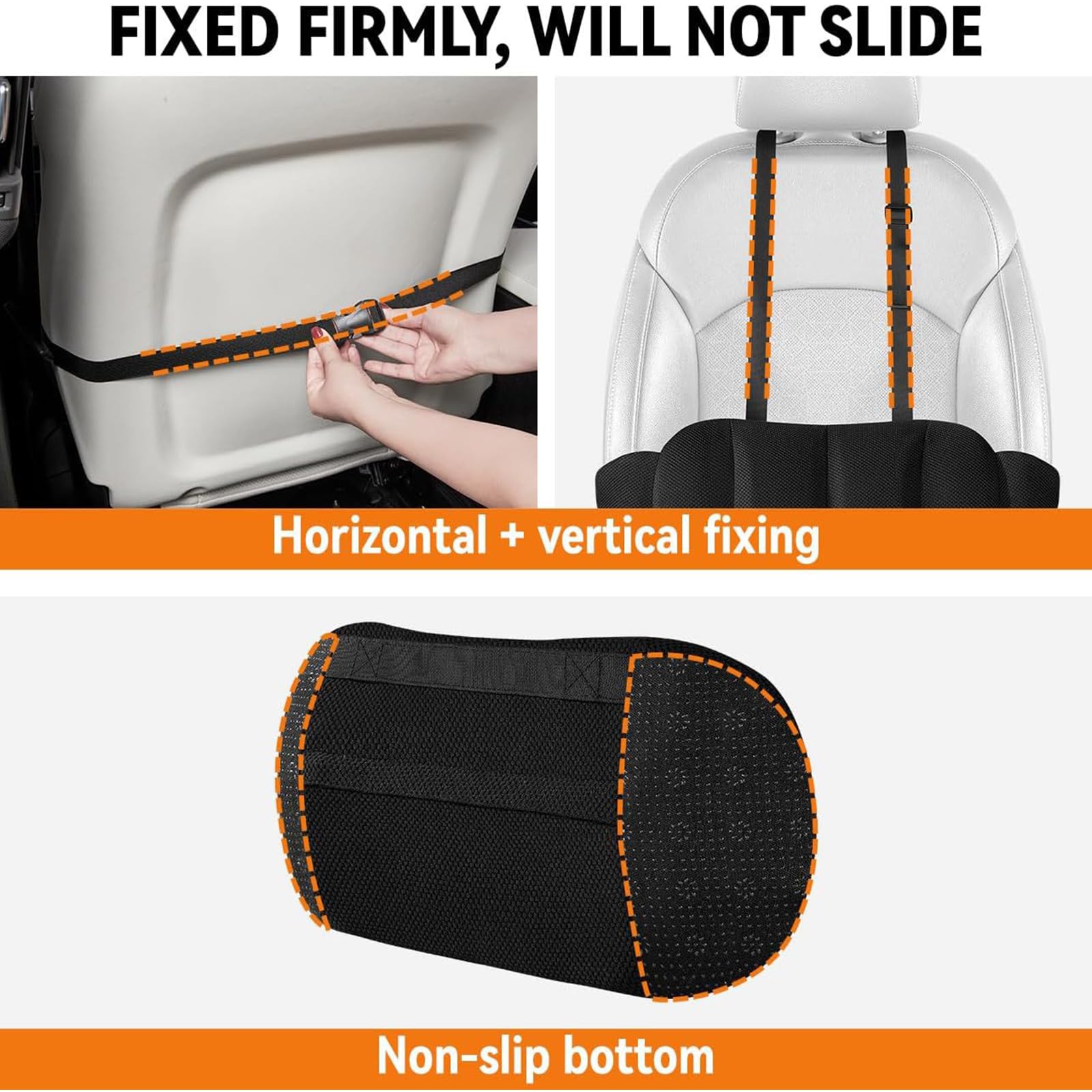 Cuscino Lombare Auto in Memory Foam, Supporto Lombare Regolabile con Cinghia, Copertura Lavabile per Auto, Ufficio e Casa, Comfort Duraturo
