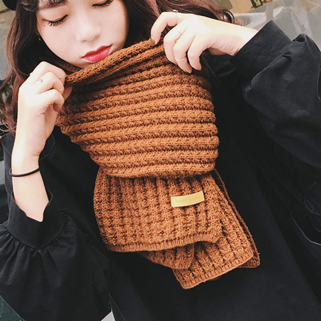 Schal Weiblicher Winter Koreanische Version des vielseitigen Dual-Use-Schülers Herbst und Winter Dicker, Warmer Strickschal aus Dicker Wolle Winterschal (Farbe: A)