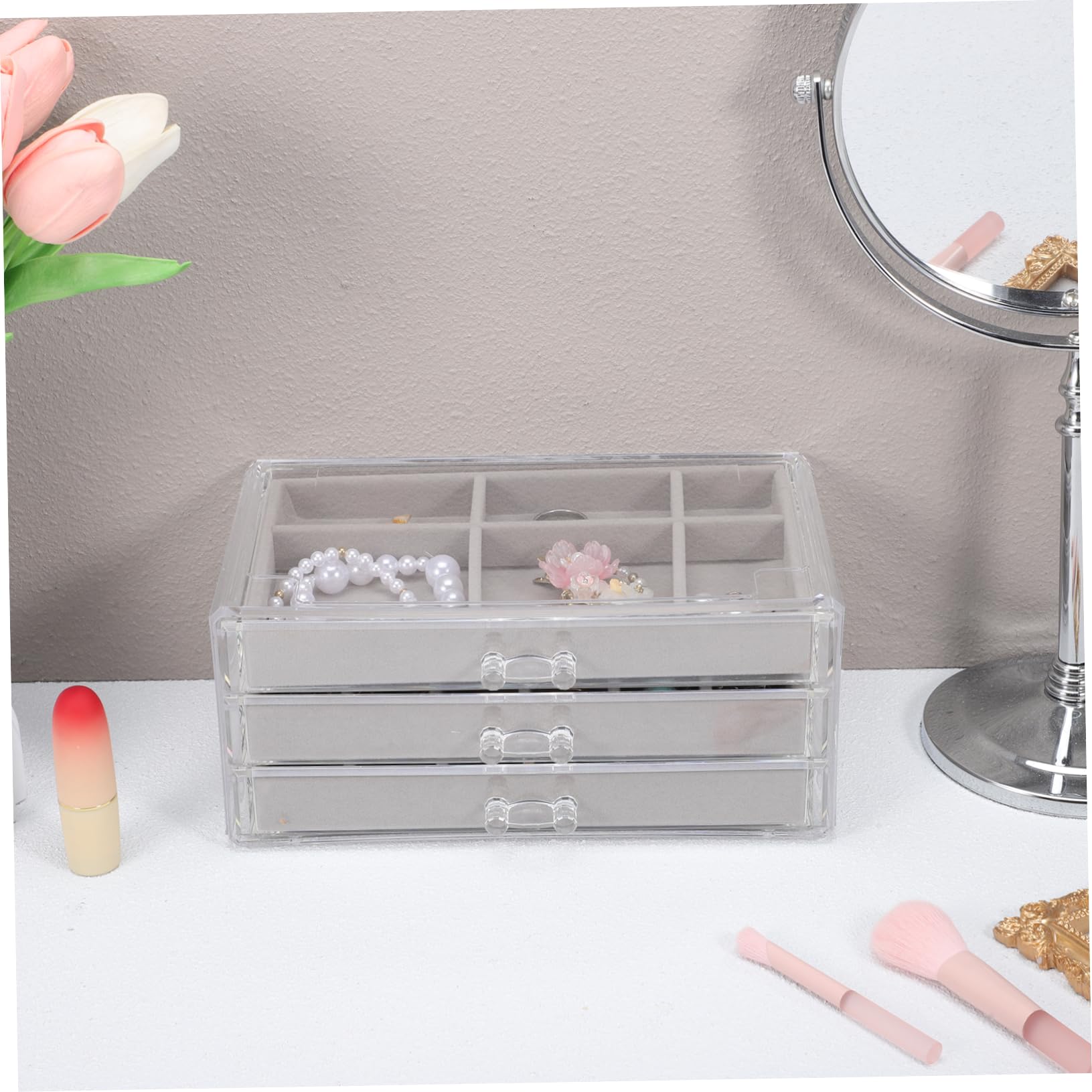 Veemoon Organizador De Joyería Multifuncional Con Compartimentos Caja De Almacenamiento De Accesorios Para Pendientes Anillos y Collares Diseño Elegante Para Viajes y Uso Diario