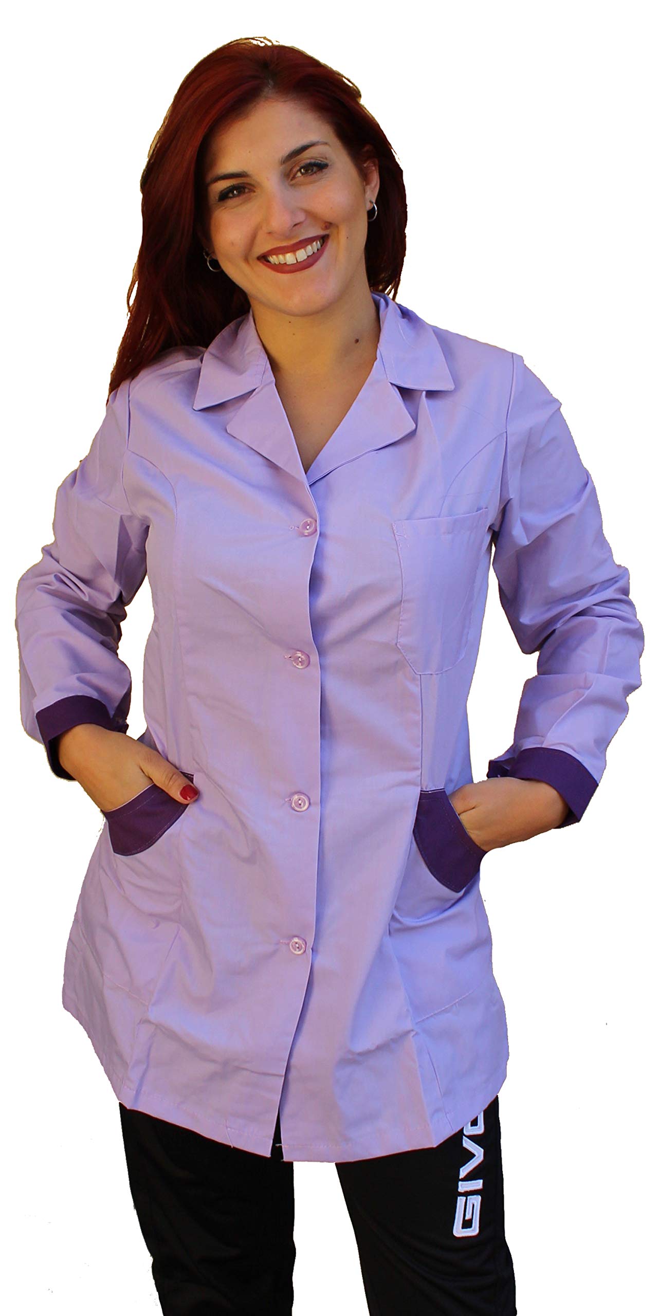 Bata de trabajo para mujer, chaqueta de trabajo, manga larga, estilo casual, casaca esteticista, maestra guardería
