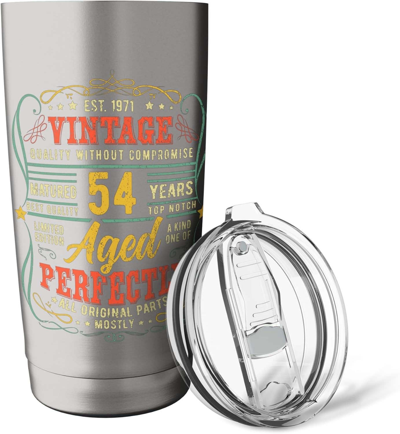 Est 1971 vintage limited edition 54 years old 54th birthday Stainless Steel Insulated Tumbler image 5