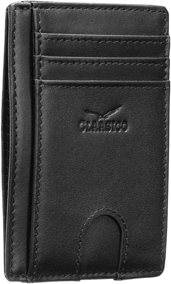 Claasico Front Pocket Small Mens Wallet RFID Blocking Genuine Leather Credit Card Holder