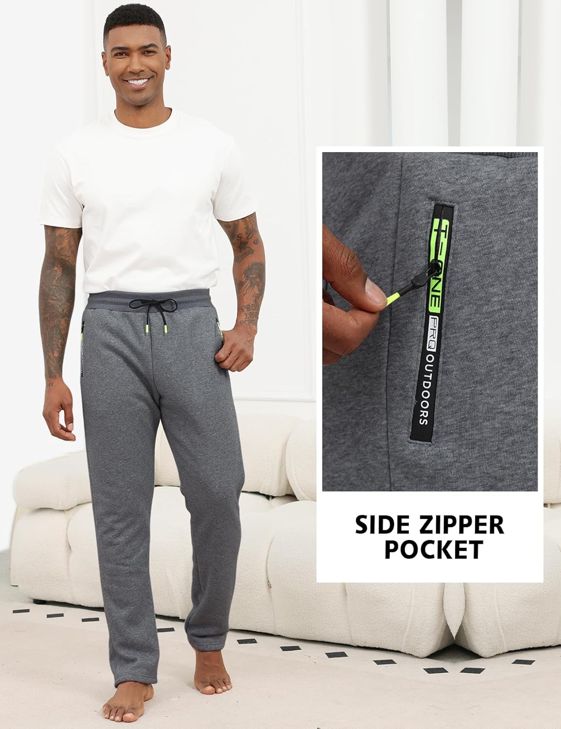 Gihuo Men's Fleece Sweatpants Sherpa Lined Athletic Winter Warm Sweatpants