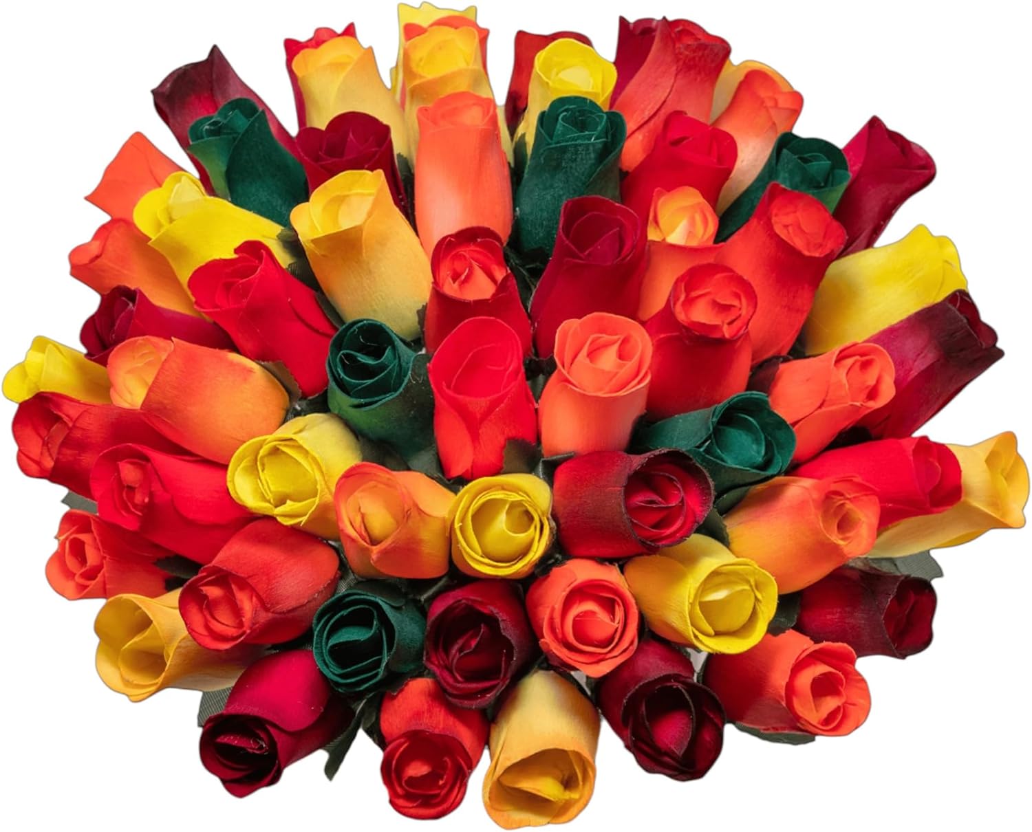 144 Assorted Fall Inspired Wooden Roses - Rustic Autumn Colors for Home Decor, Bouquets, Crafts, Gifts – 13 Inch Hand Crafted Forever Flowers - Autumnal Harvest Color Collection