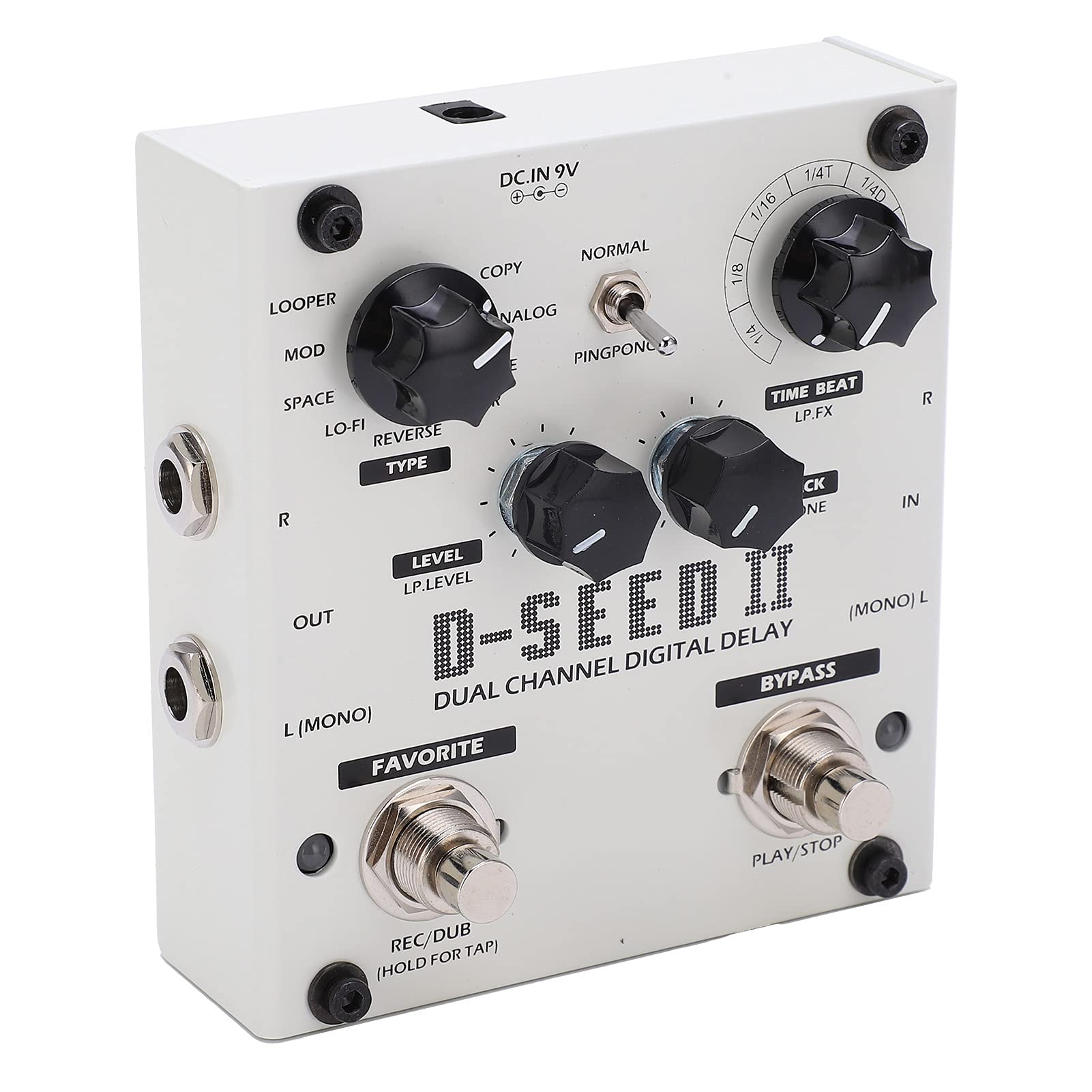 Pongnas Dwukanałowy pedał Efektów Delay z 8 Trybami i funkcją Looper, 2000MS DC9V Stompbox dla Gitarzystów