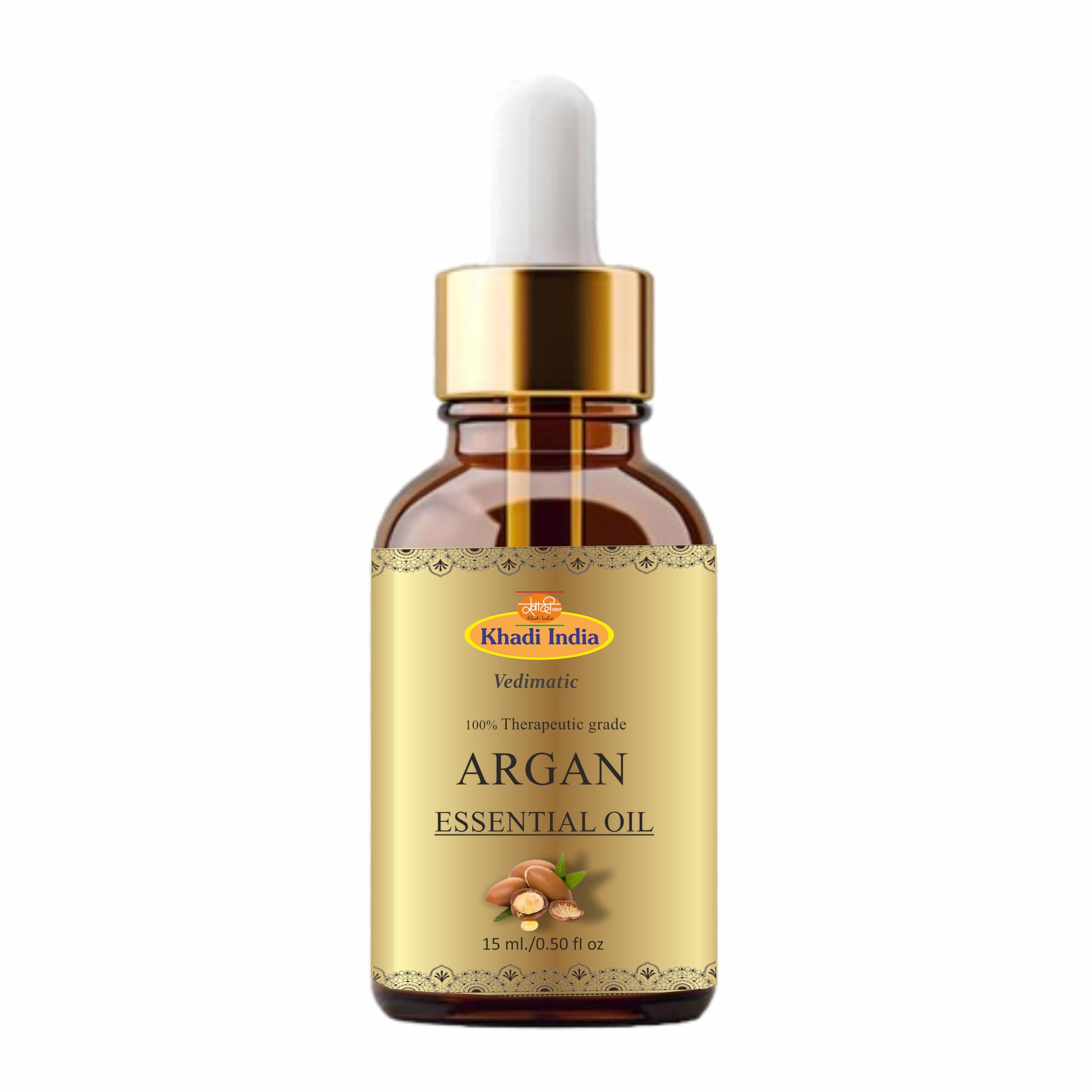 Khadi Moroccan Argan Oil for Light Oil for styling for Frizzy, Dry & thin hair, for Men & Women |100% Pure, Organic & Natural, Rich in Omega 3, Vitamin E | 15ml