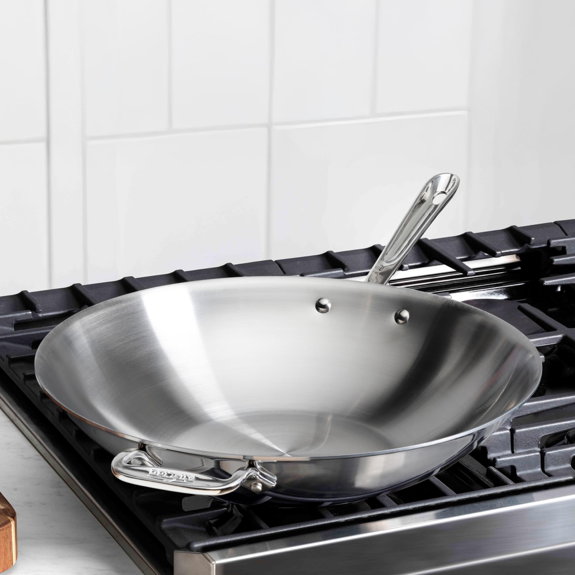 All-Clad D3 Stainless Steel 14 Wok Pan with Lid Made in the USA | The Original Bonded Professional Cookware Wok & Stir Frying Pan Induction Compatible Oven Safe up to 600F product thumbnail 6