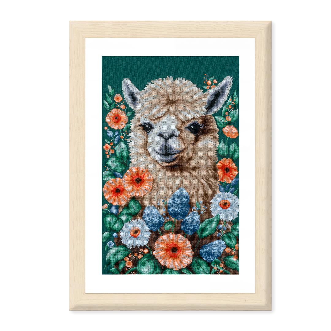 VERVACO Haft Krzyżykowy Liczony Zestaw Obraz do Haftu ALPAKA Zrób to Sam Zestaw Kreatywny dla Dorosłych 24 x 36 cm Dekoracja Ścienna DIY Cross Stitch Kit