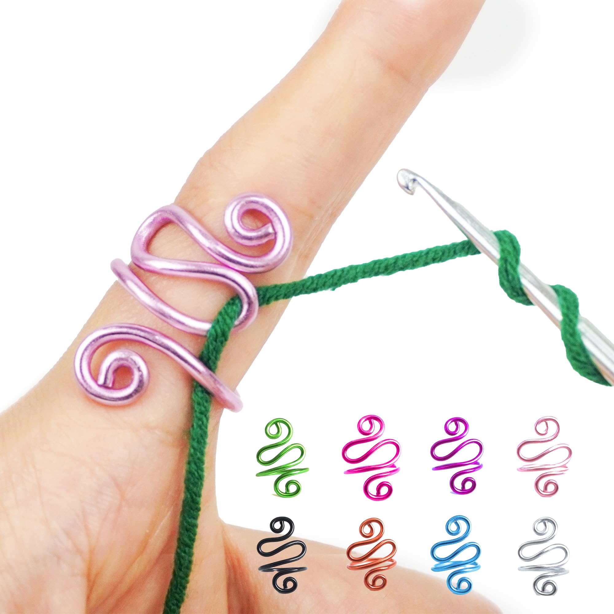 NIBIBALA Crochet Tension Ring, Lefties & Righties Yarn Tension Control, Adjustable Companion Ring, Birthday Gifts For Friend, Sister, Mom, Aunt, Grandma, Knitters (Size 7-10, Lilac)