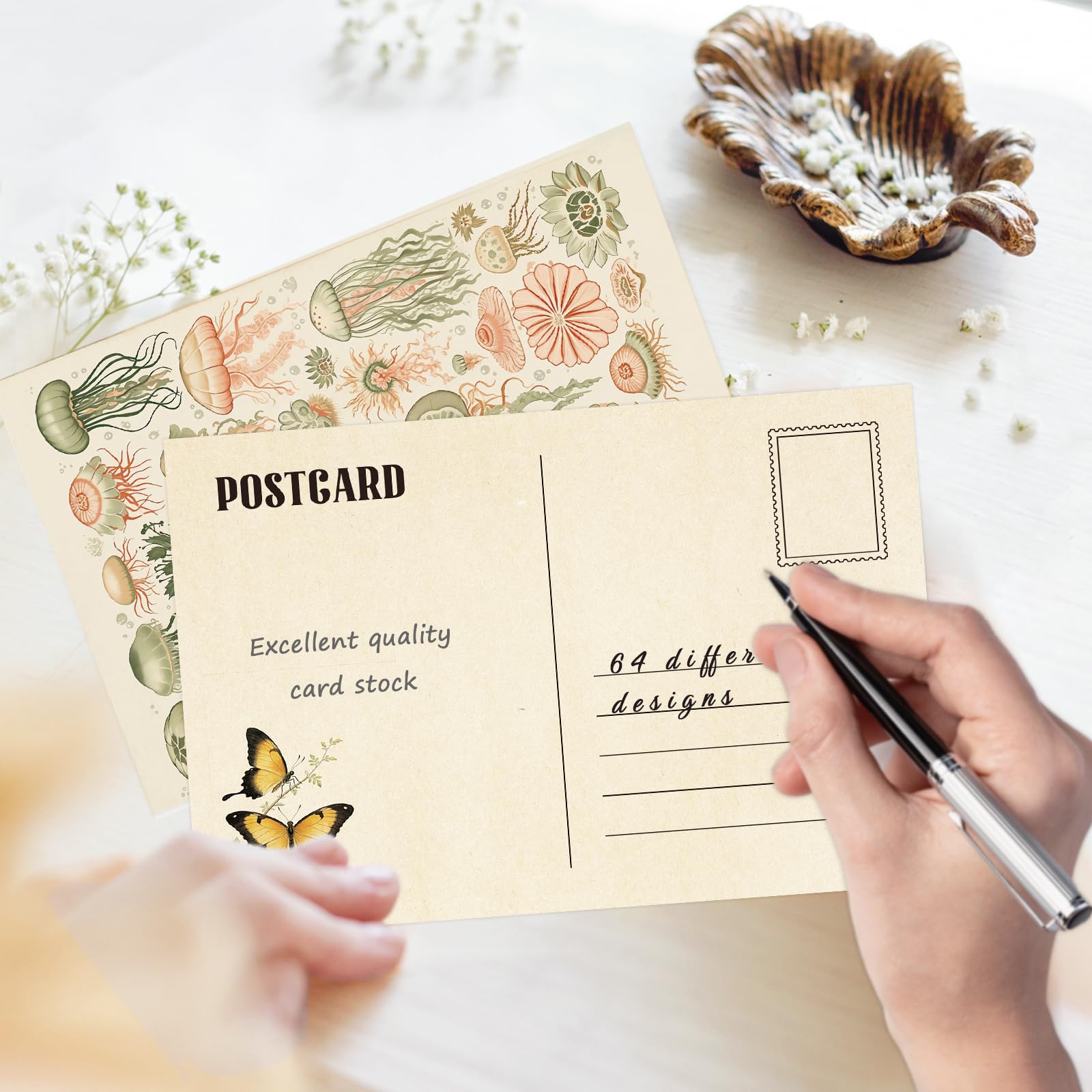 Tlenpo 64 Pcs Vintage Postcard Set, Vintage Post Cards for Mailing
