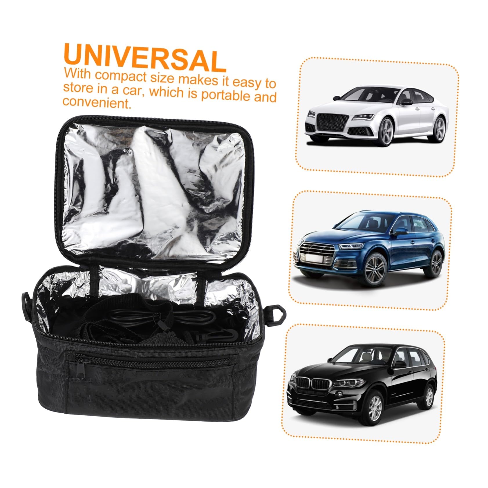 Cabilock Bolsa Térmica para Comida para Coche 12v Aislamiento y Mantenimiento de Temperatura, Material Oxford y Abs, Adecuado para Oficina y Camping
