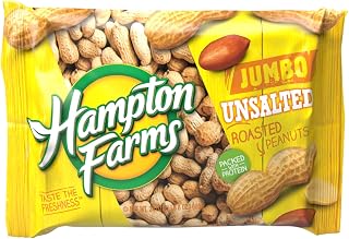 Hampton Farms USA Grown Jumbo Roasted In-Shell Unsalted Peanuts 24 oz - All-Natural Heart-Healthy Snack