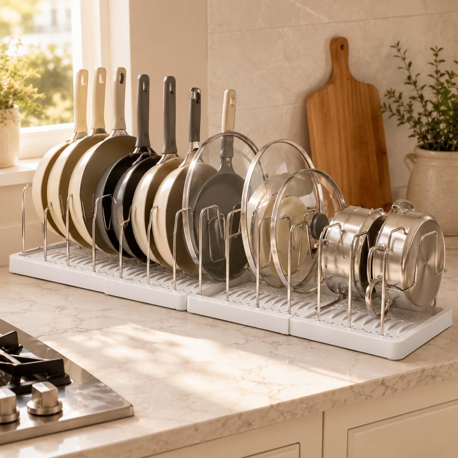 Organizer Coperchi Padelle Portapentole 45-80 cm 12 Scomparti