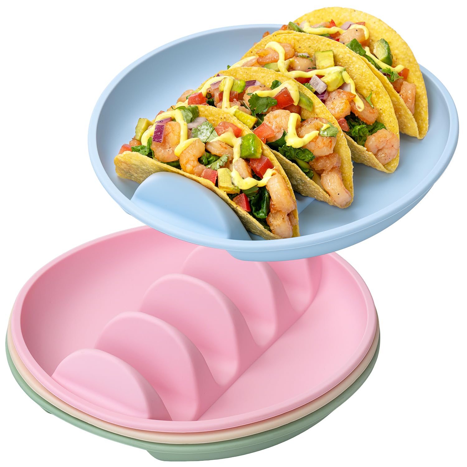 Palksky Silicone Taco Holders (2-Pack) - Reusable Taco Shell Stand With Dividers For Hard & Soft Tacos, Microwave & Dishwasher Safe (Square Design)