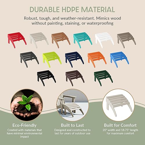 Miniatura 8 de WestinTrends Otomana para exteriores, reposapiés otomano Adirondack para patio, taburete plegable de madera de polietileno para todo tipo de clima,