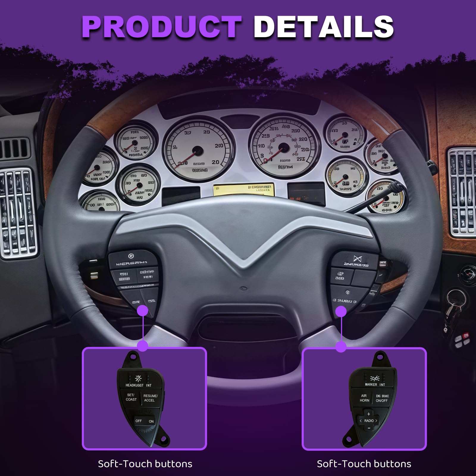 Interruptor de control de crucero para volante internacional 2007 2008 2009 2010 2011 2012 2013 2014 2015 2016 ProStar OEM: 2611199C91 901-5101 Heavy Duty Driver Side Cruise International