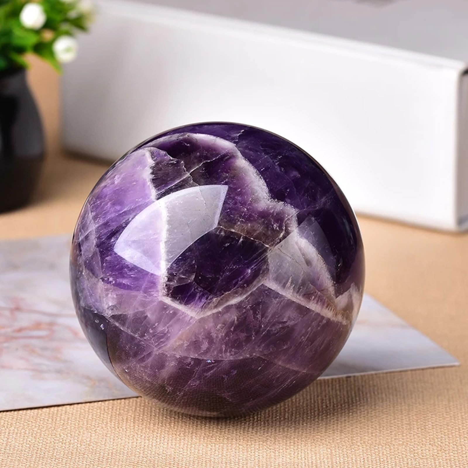 Dream Ametystowa kula ze stojakiem, narzędziem wróżenia | Naturalny ametyst|Marzycielski fiolet|Reiki i czakra|Wystrój domu/biura|Wyjątkowy prezent