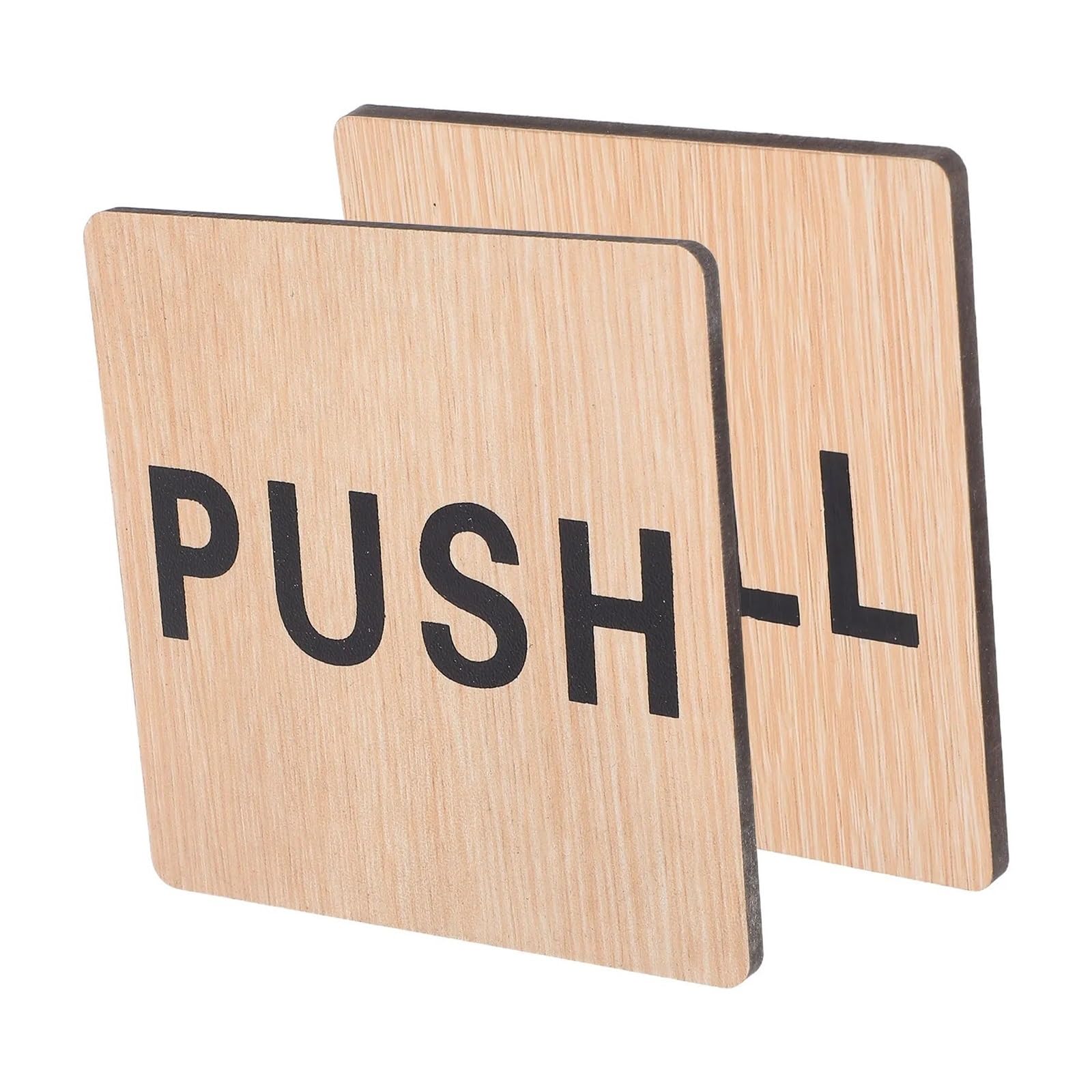 2Pcs Wooden Push Pull Door Signs for Glass Doors and Entrance Clear Indication for Shops Hotels Offices Stores for Businesses,Bathroom, Cafe